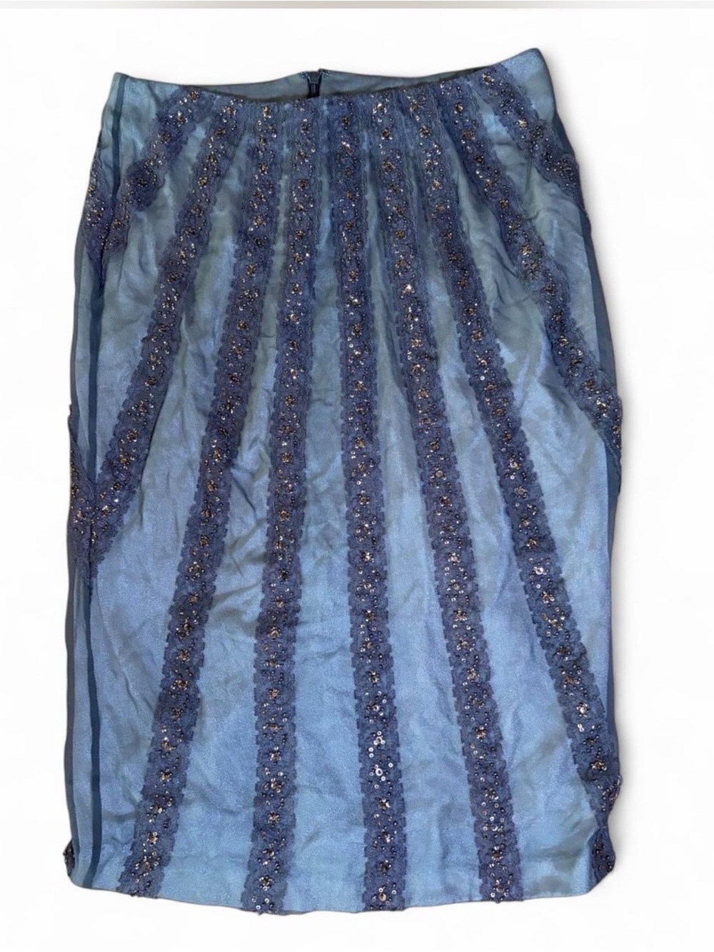 Rare Mandalay 100% Silk Beaded Sequin Midi Skirt 1 of 1 Y2K - Picture 5 of 7